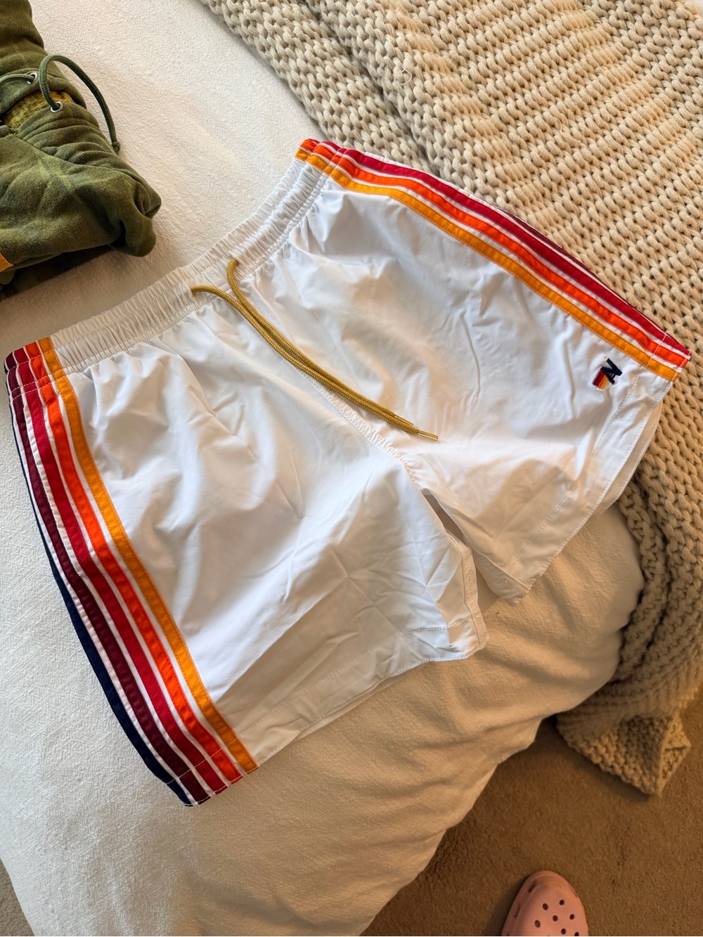 MEN'S 5 STRIPE FLEX SHORTS - WHITE - Picture 2 of 4